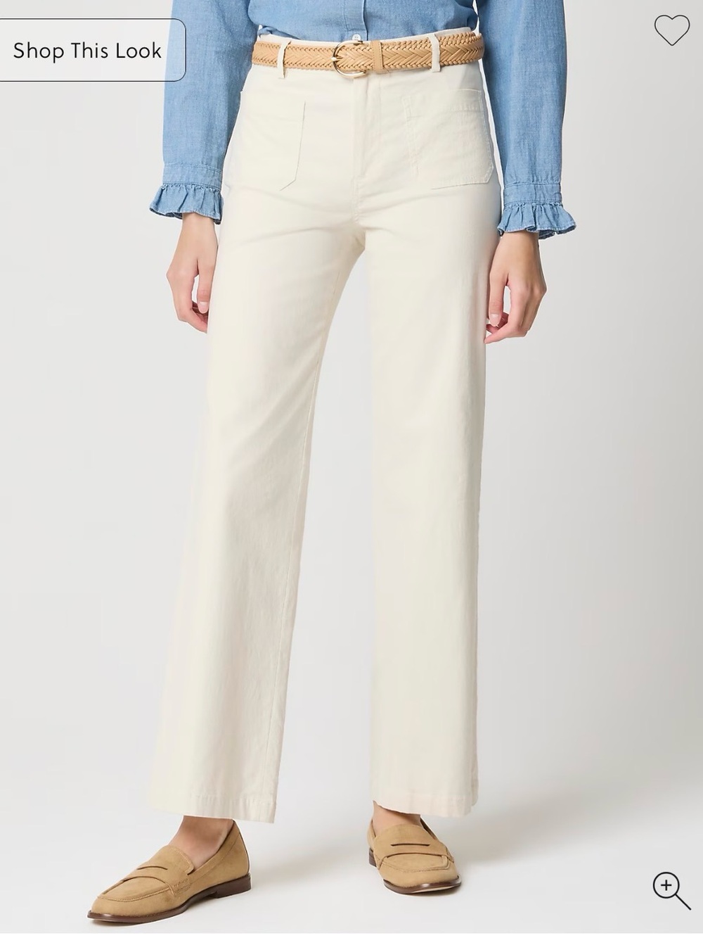 J Crew Point Sur Wide Leg Full Length Crop Pant Ivory Cream 27 Linen Cotton